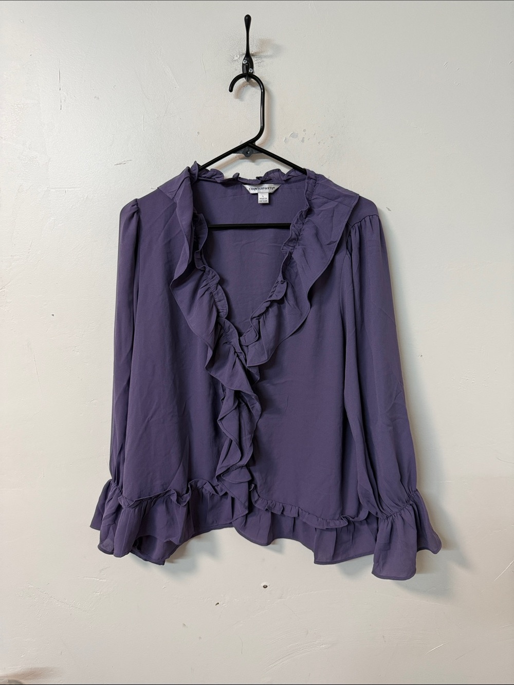 Counterparts Purple Ruffle Long-Sleeve Blouse